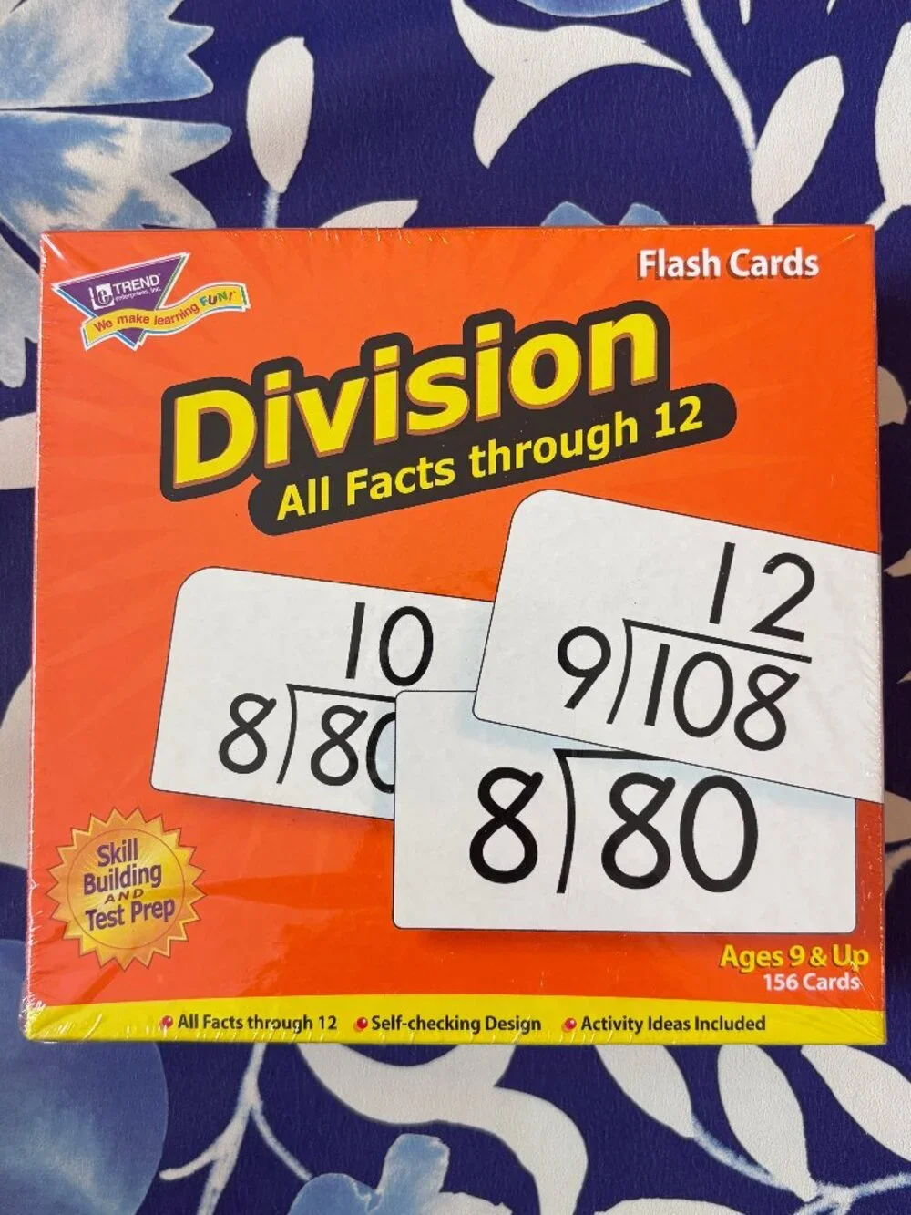 Division All Facts 0-12 Skill Building Math Flash Cards NWT